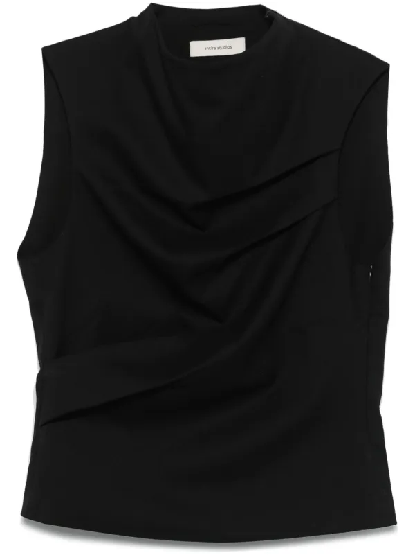 Cropped cotton jersey tank top in black - Entire Studios