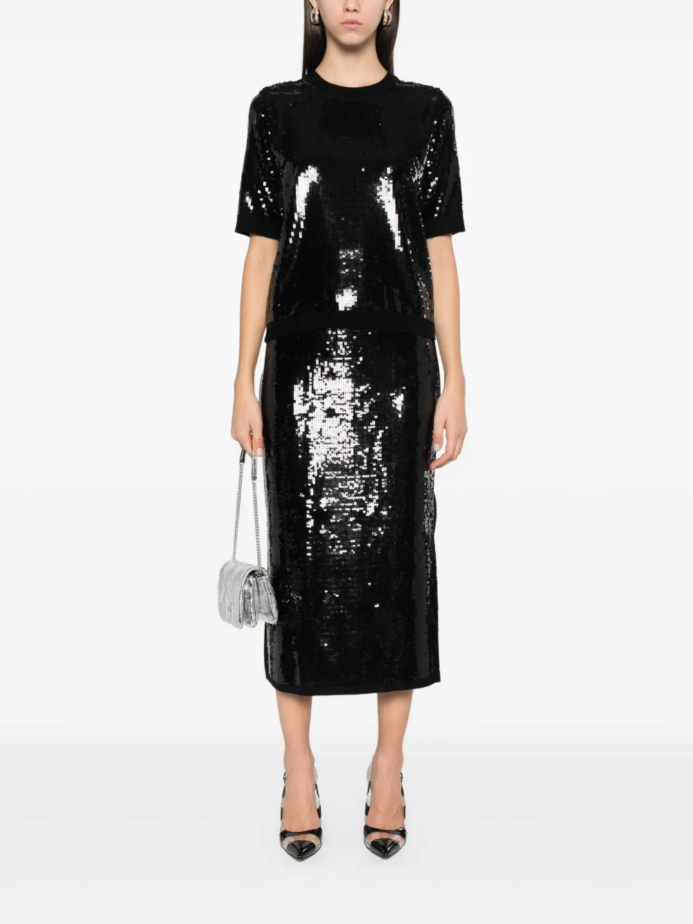TWINSET Midi-rok met pailletten - Zwart