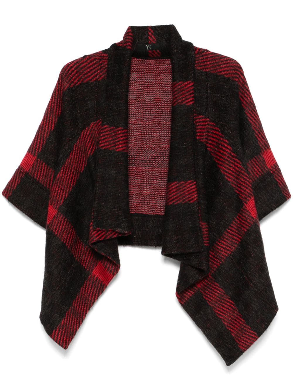 Shop Y's Check-pattern Poncho In Red