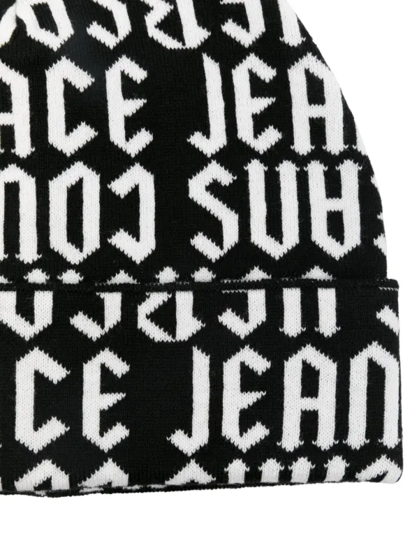 Versace Jeans Couture logo-jacquard Beanie Hat | Black | FARFETCH ZA
