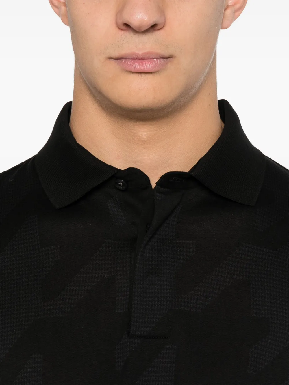 BOSS Poloshirt met pied-de-poule print Zwart