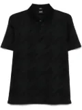 BOSS houndstooth-pattern polo shirt - Black