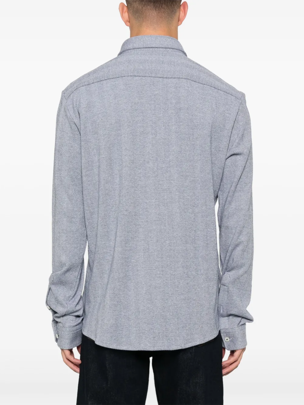 BOSS herringbonepattern Shirt Blue FARFETCH