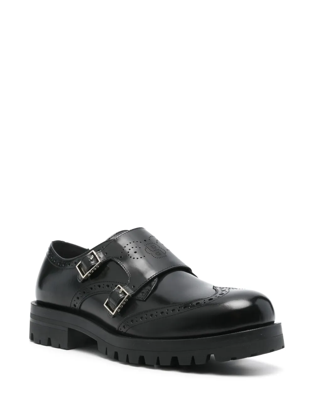 BOSS Gespschoenen met geperforeerde gaten - Zwart