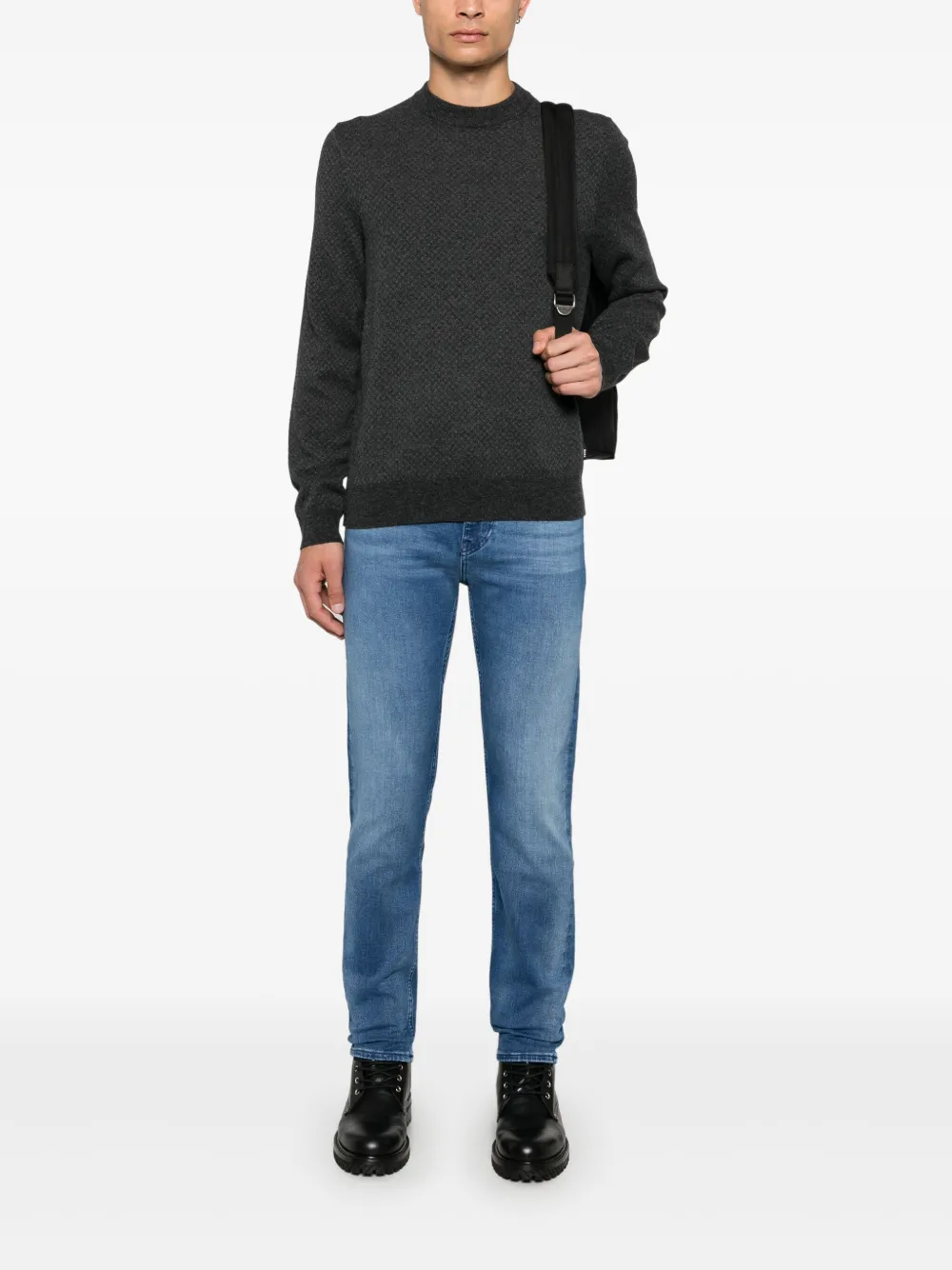 BOSS Trui met jacquard - Grijs