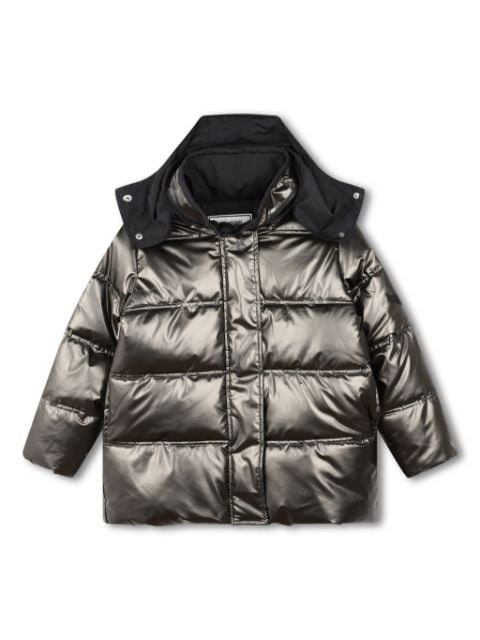 Zadig & Voltaire Kids metallic-effect hooded padded jacket