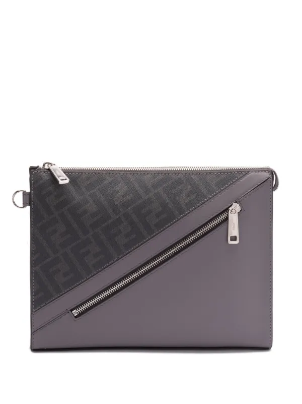 FENDI Diagonal Clutch Bag Black FARFETCH IE