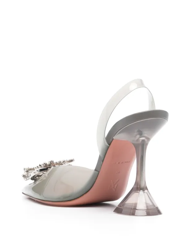 シューズ・サンダルその他 AMINA MUADDI Woman Pumps Grey BEGUMGLASSSLING MILKYGREY Amina Muaddi 95mm Begum Glass Slingback Pumps | Grey | FARFETCH