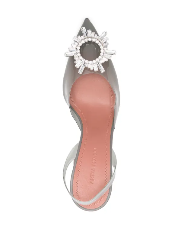 シューズ・サンダルその他 AMINA MUADDI Woman Pumps Grey BEGUMGLASSSLING MILKYGREY Amina Muaddi 95mm Begum Glass Slingback Pumps | Grey | FARFETCH