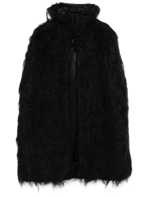 ジャケット・アウター archive poncho fur cape coat bk Vintage Womans Cape Jacket Coat Poncho Cloak Sz M-L Black