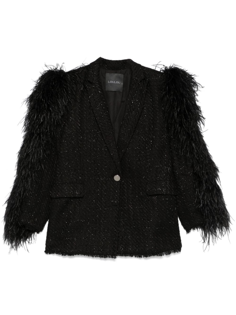 Loulou Tweed Blazer In Schwarz