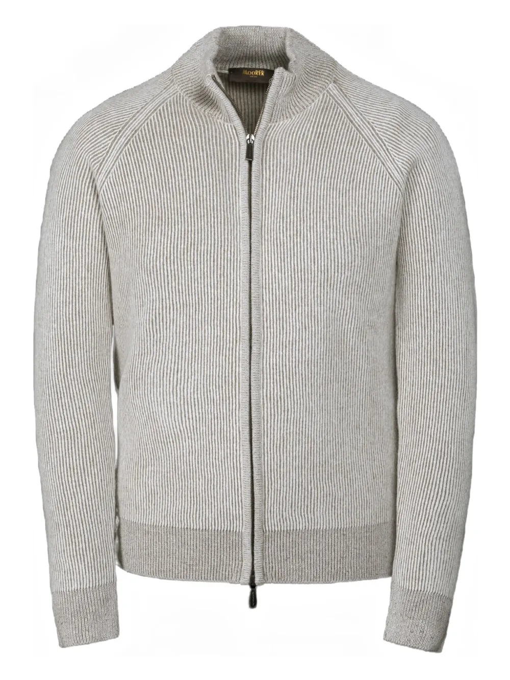 Moorer Dean-wsv Ribbed Zip-front Cardigan In Gray