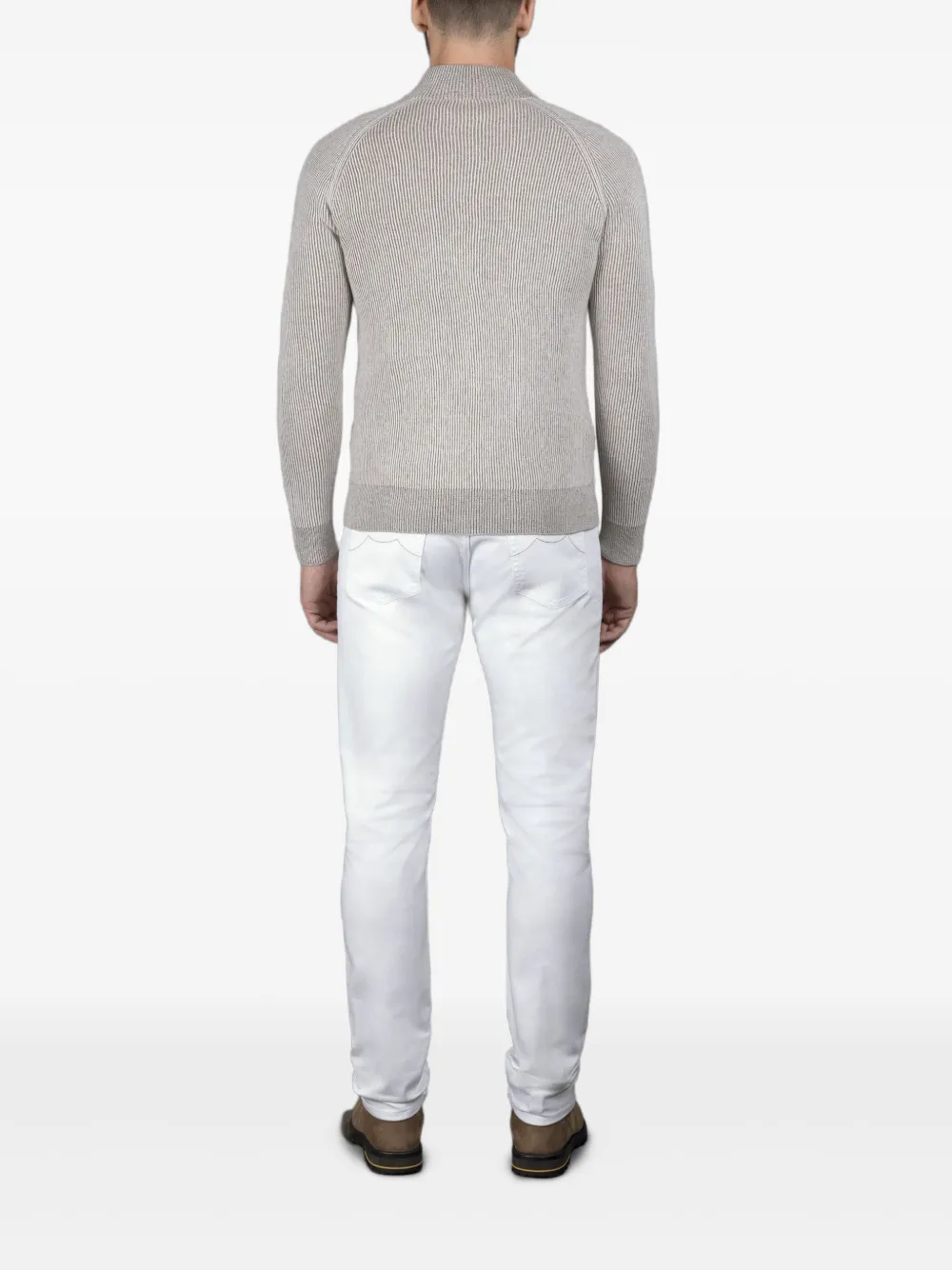 Moorer DEAN-WSV geribbeld vest met rits Grijs