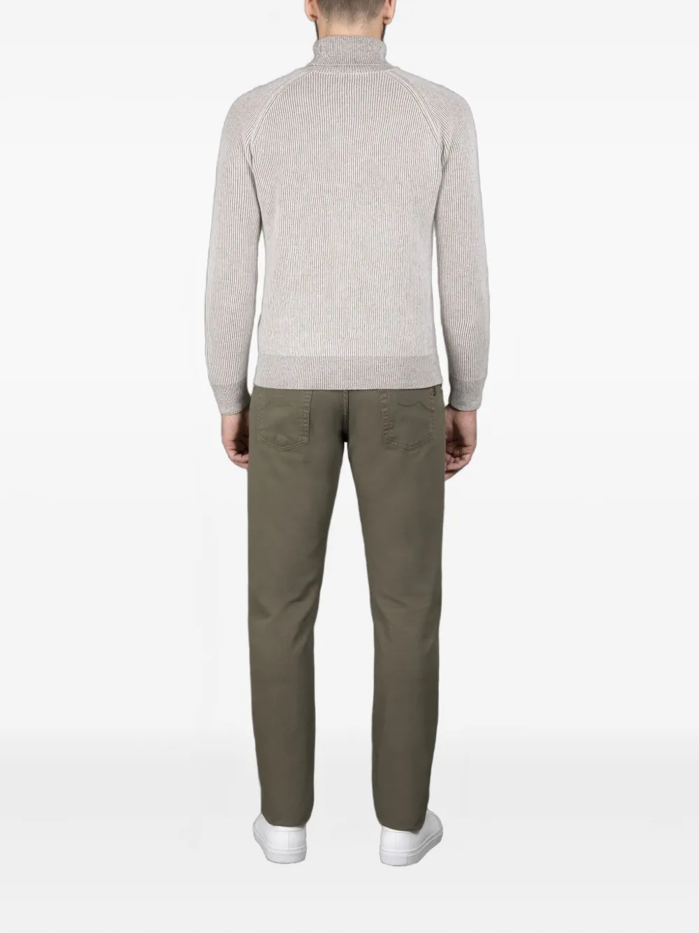 Moorer Ribbed Turtleneck Sweater In Gray