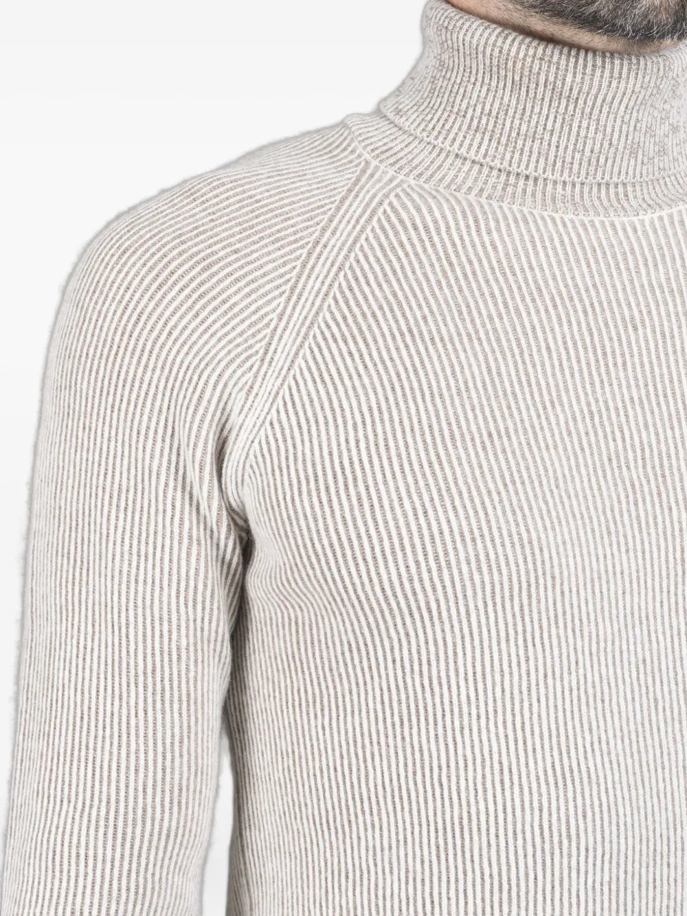 Moorer Ribbed Turtleneck Sweater In Gray