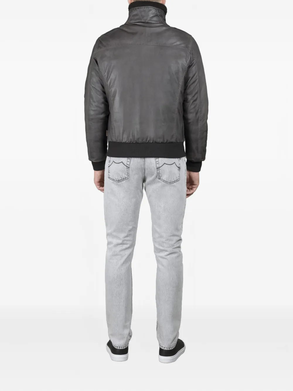 Moorer Folco-Pe1 leren jack met lammy kraag Grijs