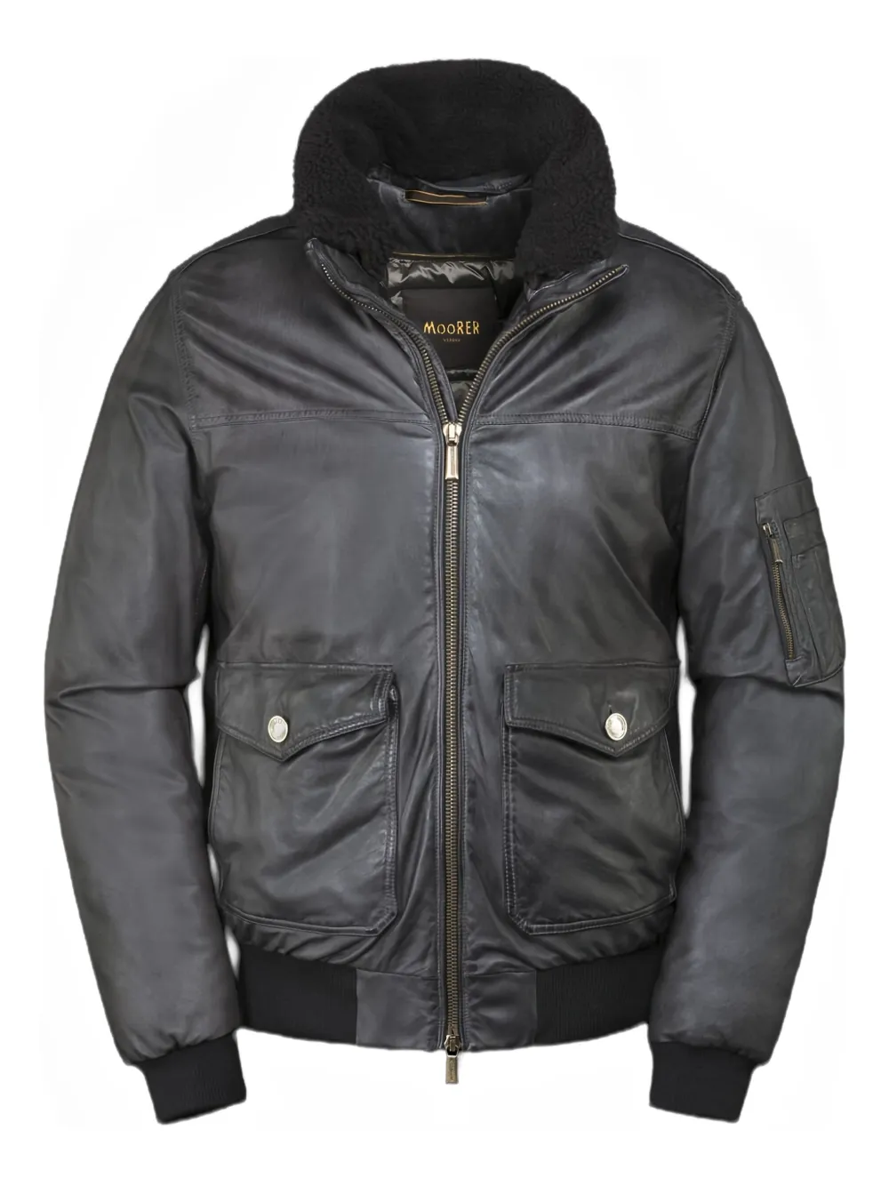 Moorer Folco-Pe1 leather shearling-collar jacket | Grey | Image 1