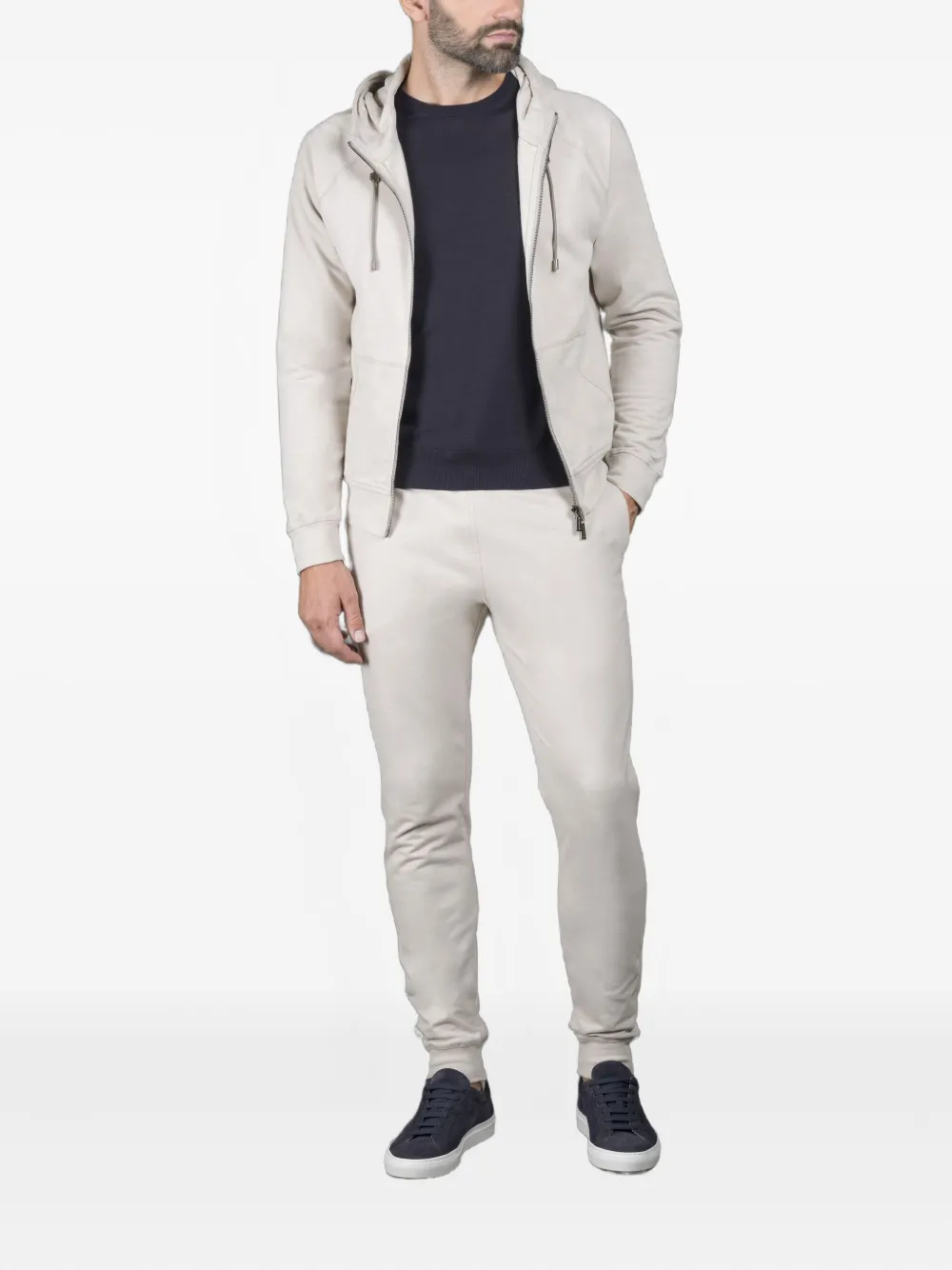 Moorer Hooded Zip-up Tracksuit In Neutral