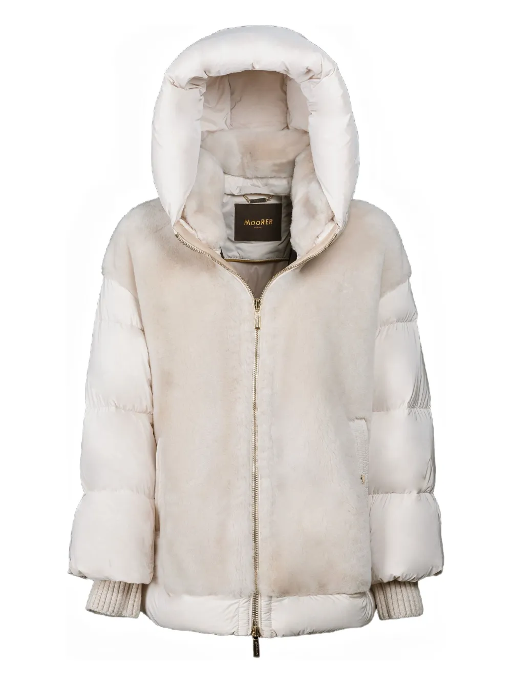 Moorer shearling-panel padded jacket | Neutrals | Image 1