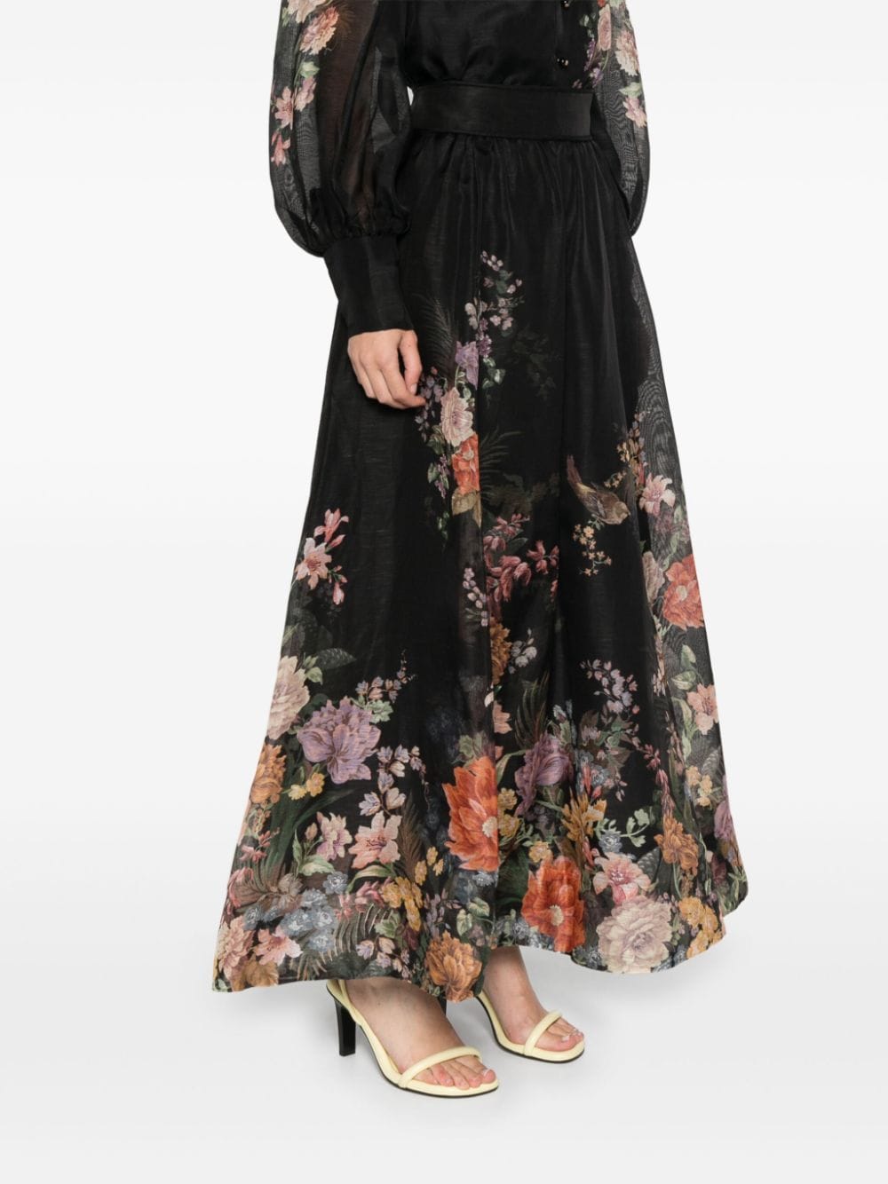 Shop Zimmermann Pavilion Midi Skirt In Black