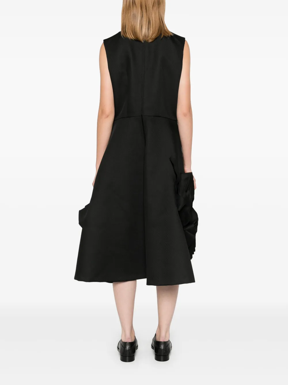 Comme Des Garçons Rose-appliqué Midi Skirt In Black