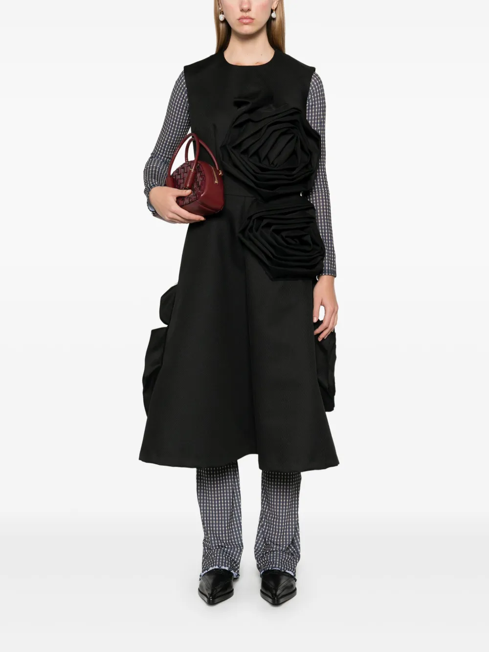 Comme Des Garçons rose-appliqué midi skirt - Zwart