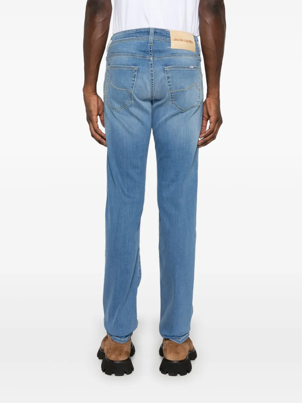 Jacob Cohen Tailored Blue Cotton Blend Jeans With Subtle Fade In Blue