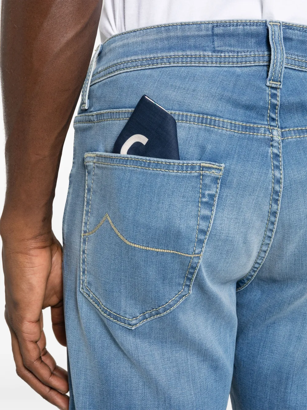 Jacob Cohen Tailored Blue Cotton Blend Jeans With Subtle Fade In Blue