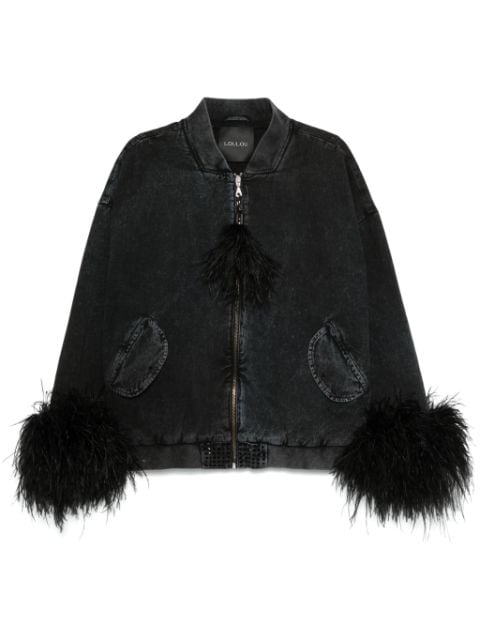 Loulou feather-detail denim jacket