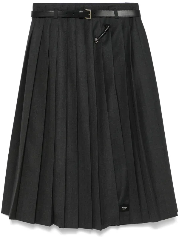 スカート Prada Gonna Plisse In Flanella Prada Gonna a Ruota Plissettata | Nero | FARFETCH IT