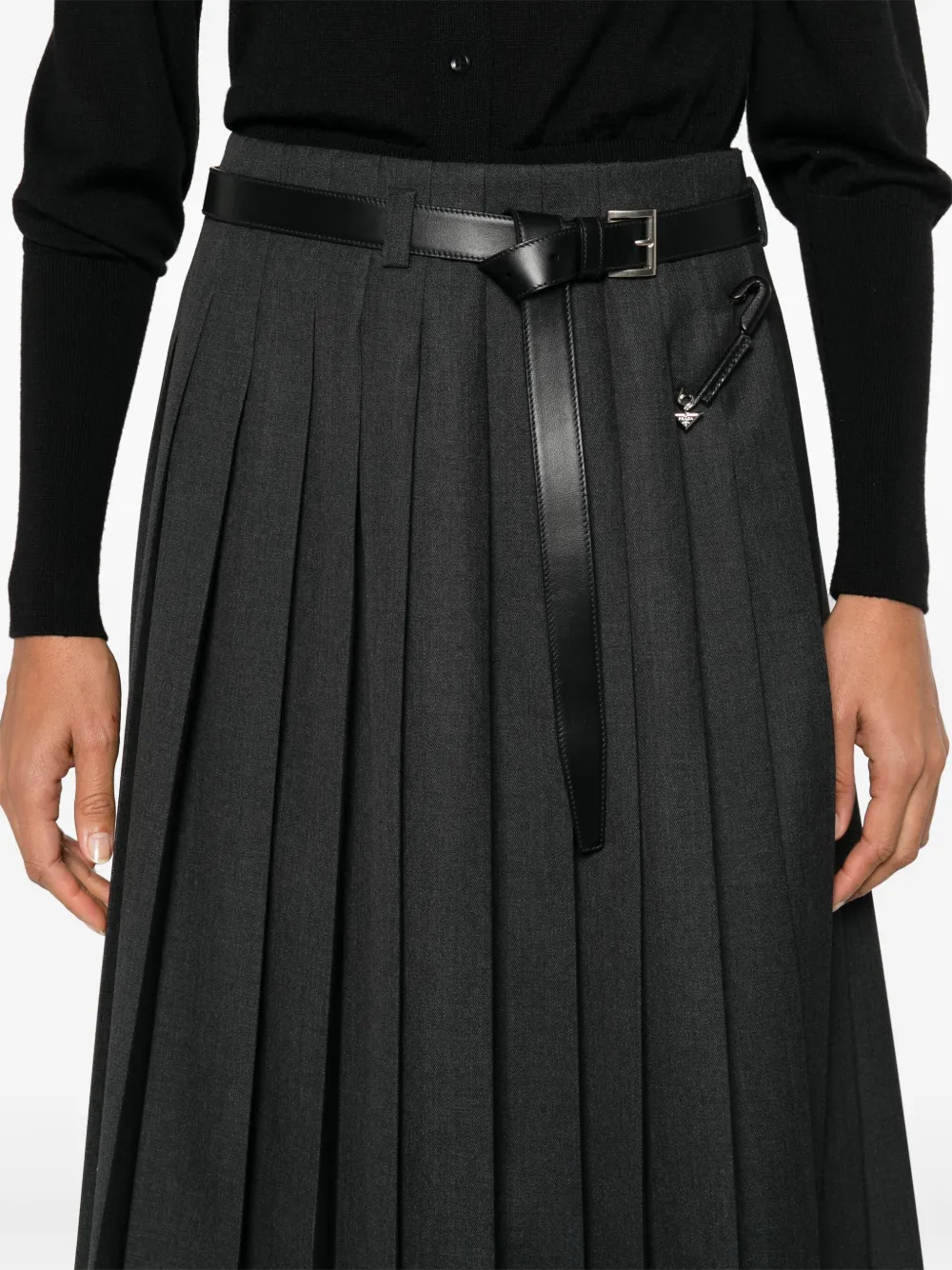 Prada Midi-plooirok Zwart