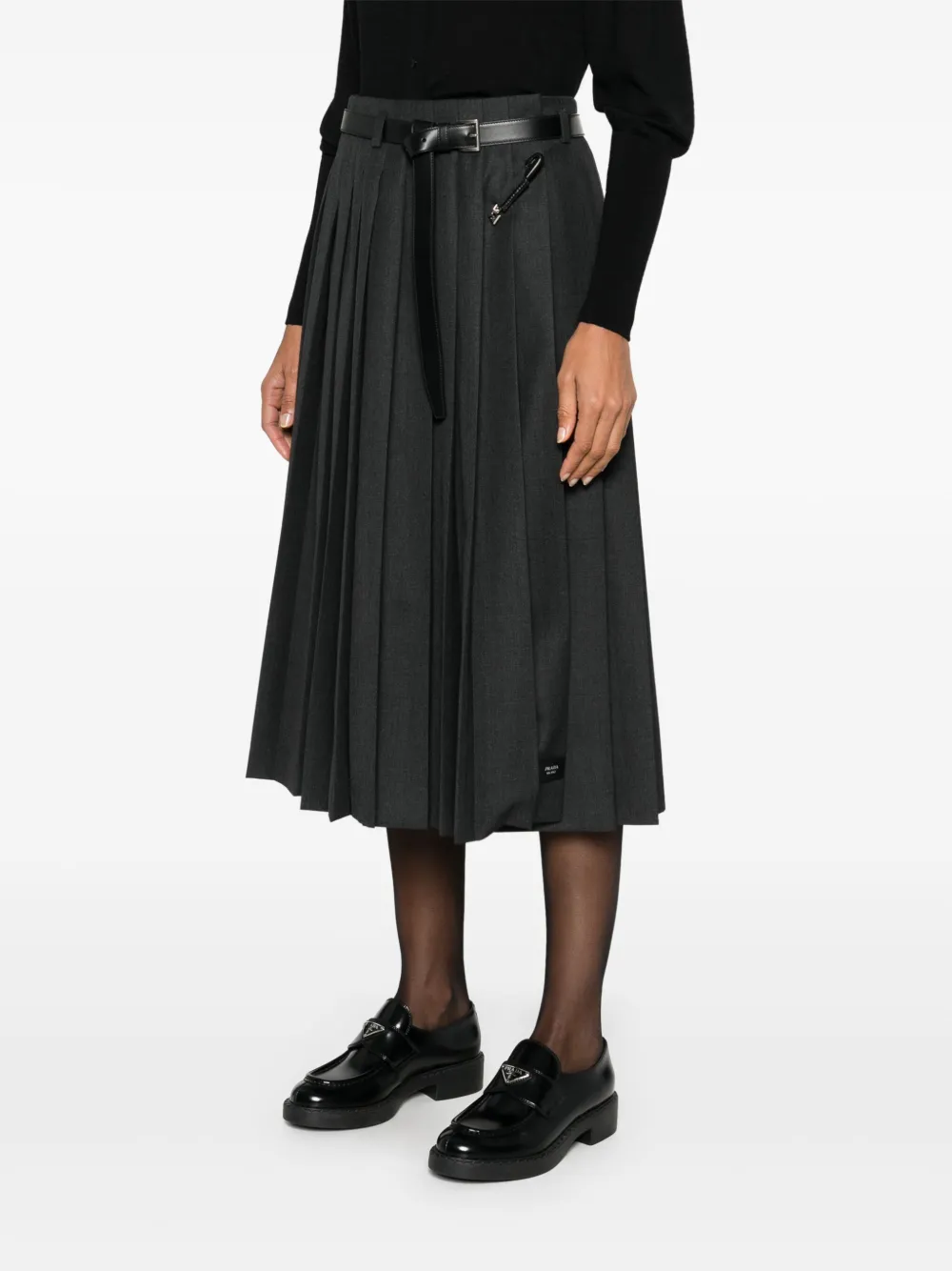 Prada Midi-plooirok Zwart