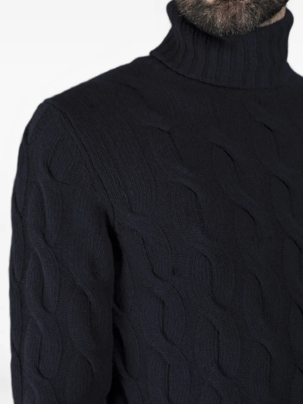 Moorer Gordon-ws3 Cable-knit Turtleneck Sweater In Blue