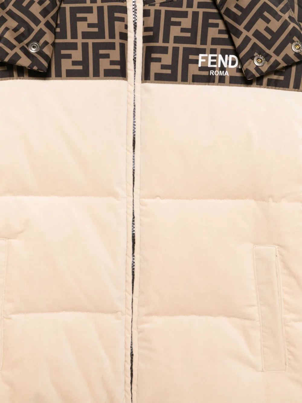 Fendi Kids Donsjack met FF-logoprint Bruin