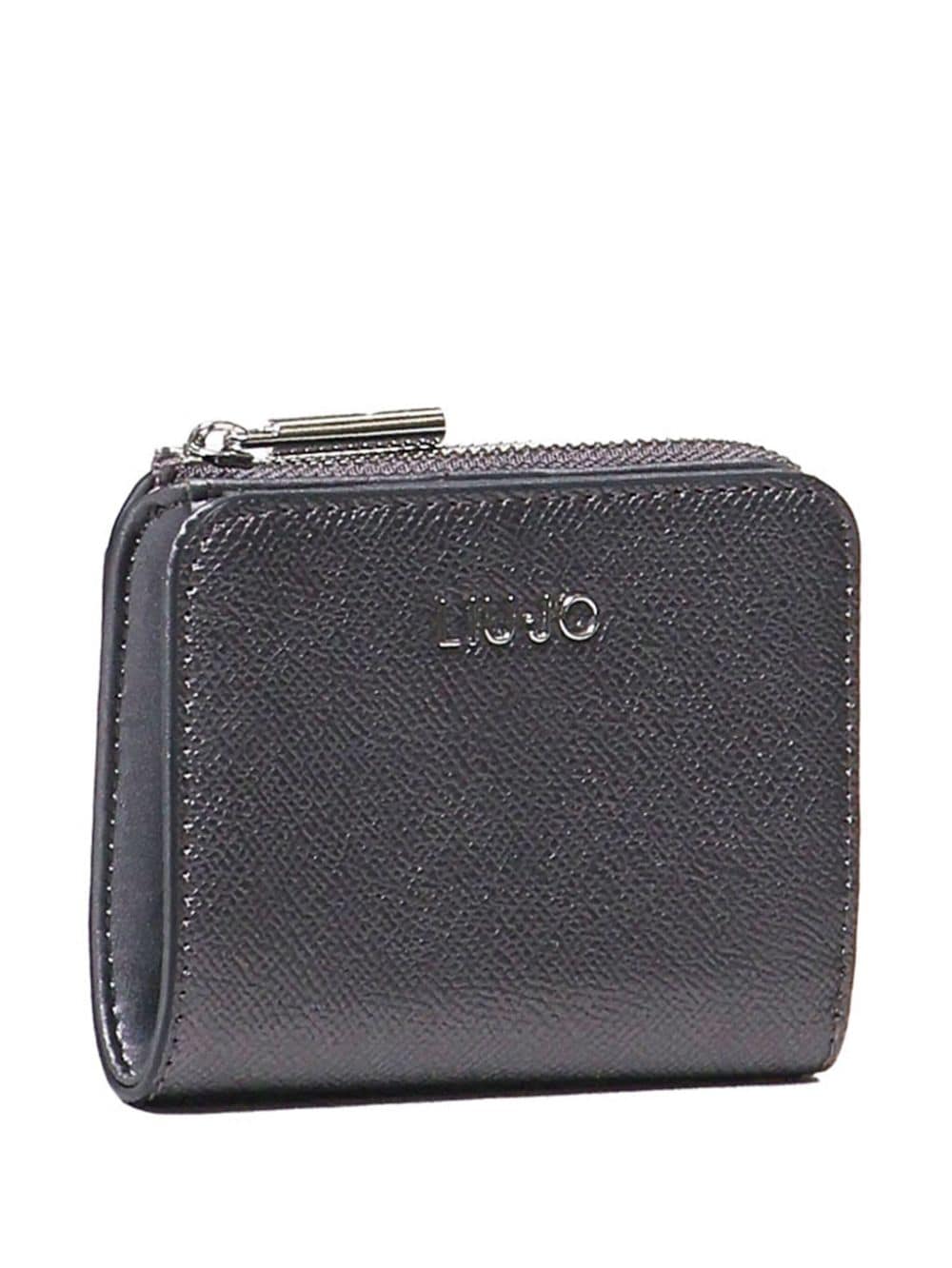 Shop Liu •jo Logo-plaque Faux-leather Wallet In Grey