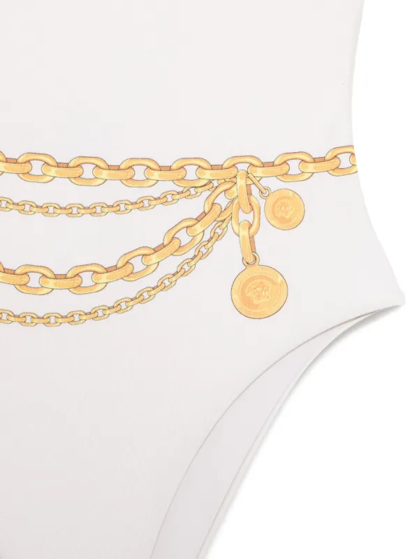 Versace Treasure-print Swimsuit | Neutrals | FARFETCH