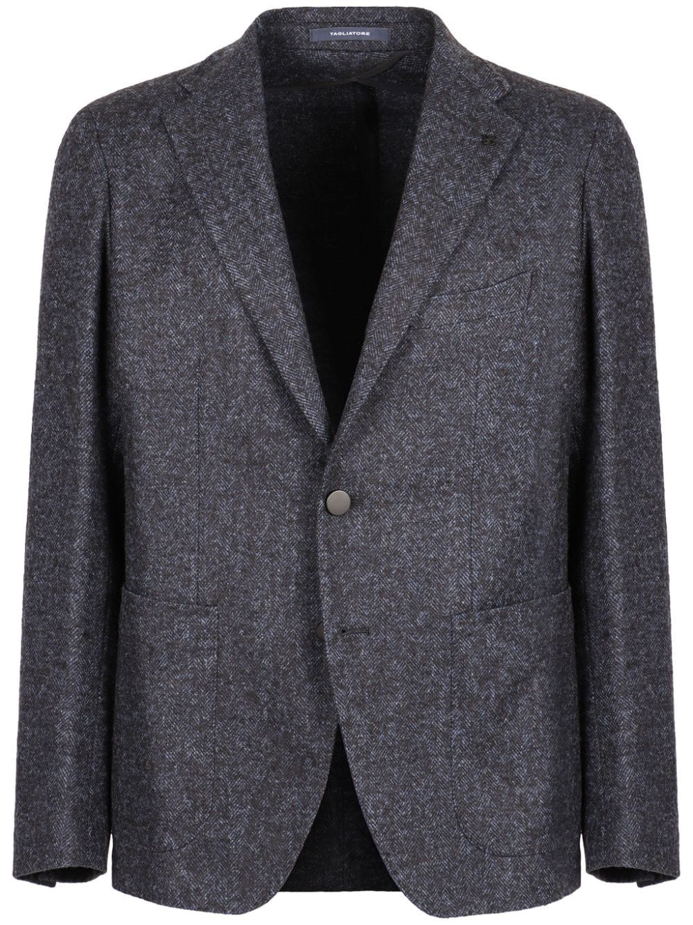 Shop Tagliatore Herringbone Single-breasted Blazer In Blue