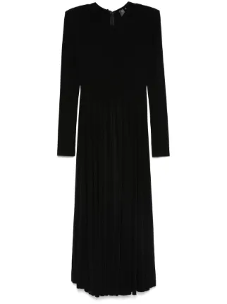 Norma Kamali V-neck Flared Midi Dress | Black | FARFETCH
