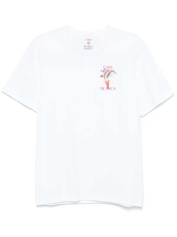 Tシャツ・カットソー Casablanca \"CHROME TEXT\" PRINTED OVERSIZED T-SHIRT Casablanca CASA BEACH WAVE PRINTED OVERSIZED TEE White