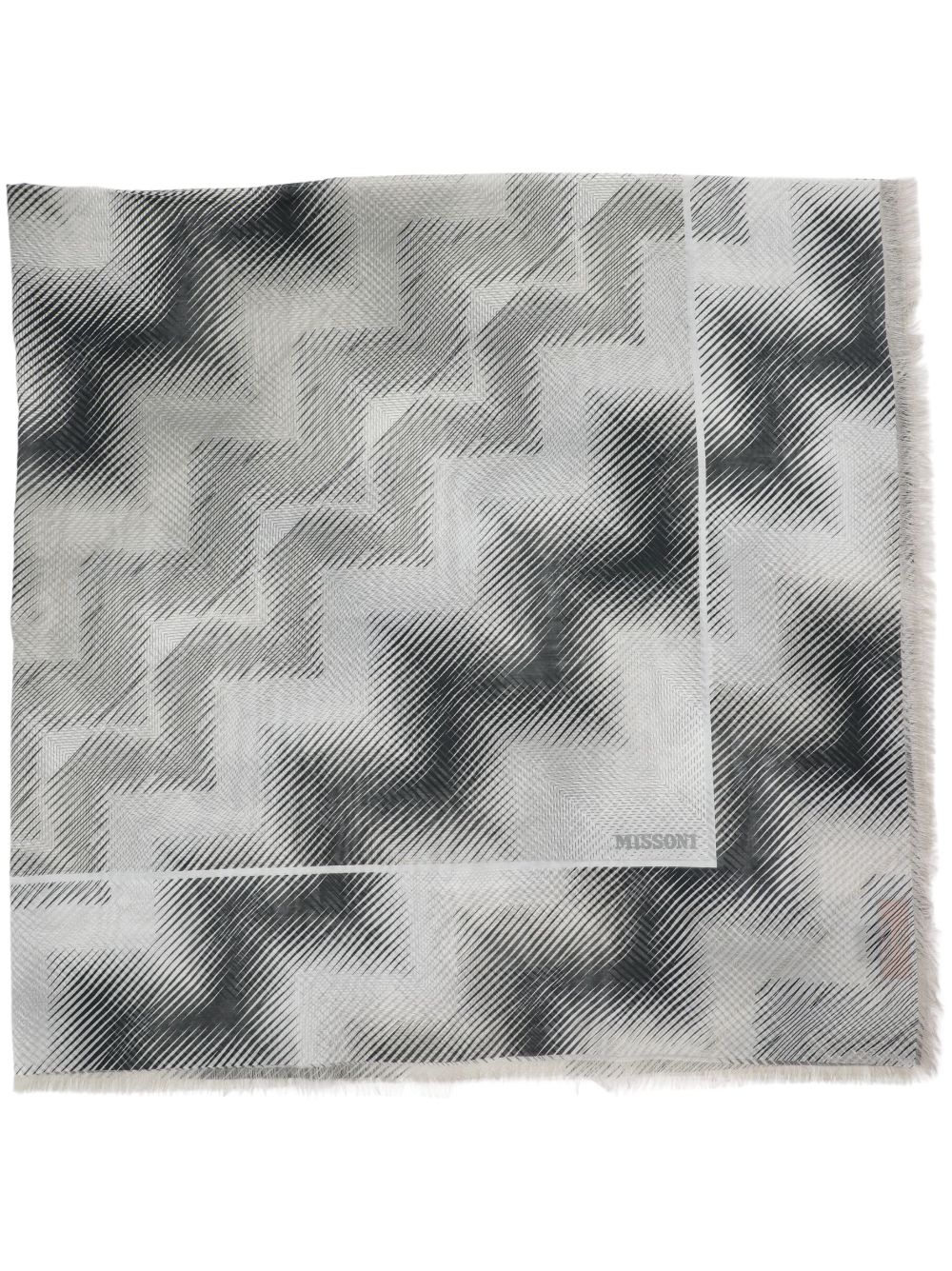 Shop Missoni Zigzag-print Scarf In Grey