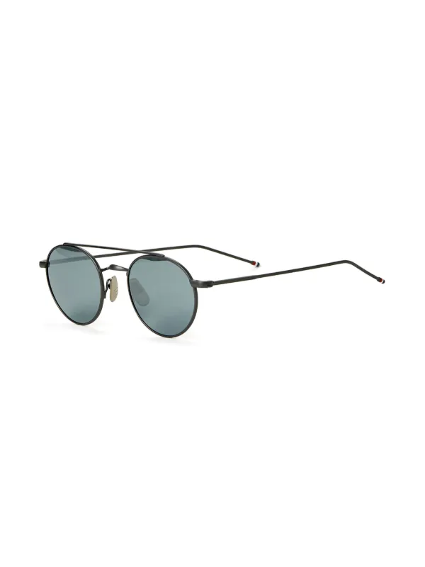 Thom Browne Eyewear oval-frame Sunglasses | Black | FARFETCH JO