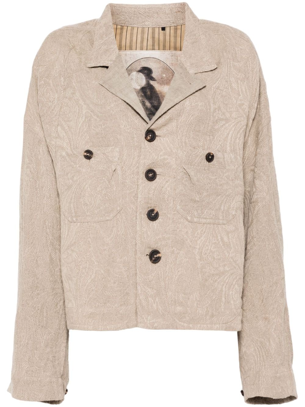 Shop Ziggy Chen Cropped Shirt Jacket In Neutrals