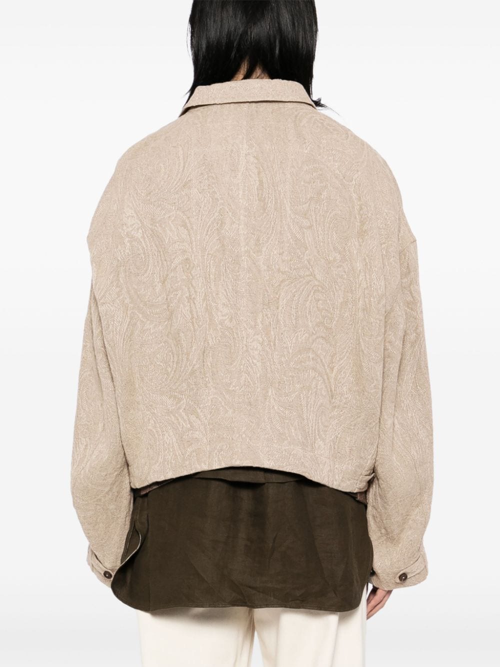 Shop Ziggy Chen Cropped Shirt Jacket In Neutrals