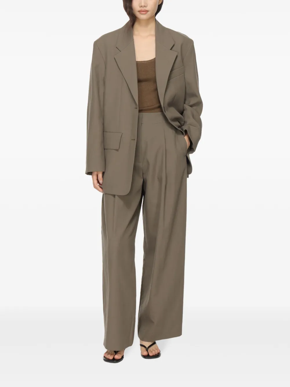 Studio Nicholson Wool Single-breasted Blazer Jacket In 褐色