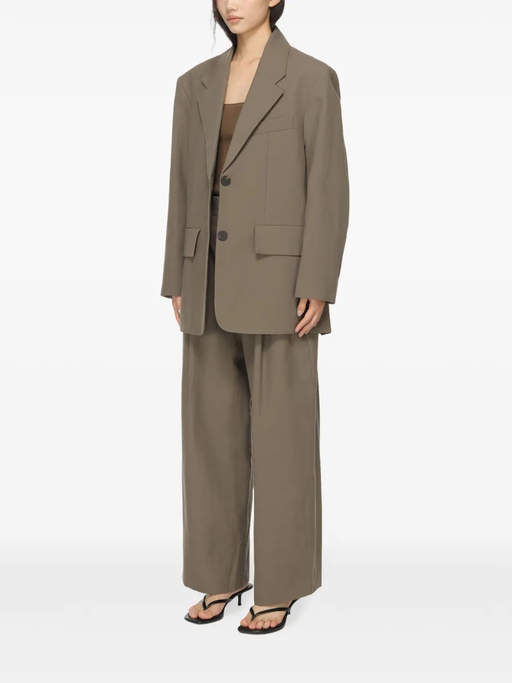 Studio Nicholson Wool Single-breasted Blazer Jacket In 褐色