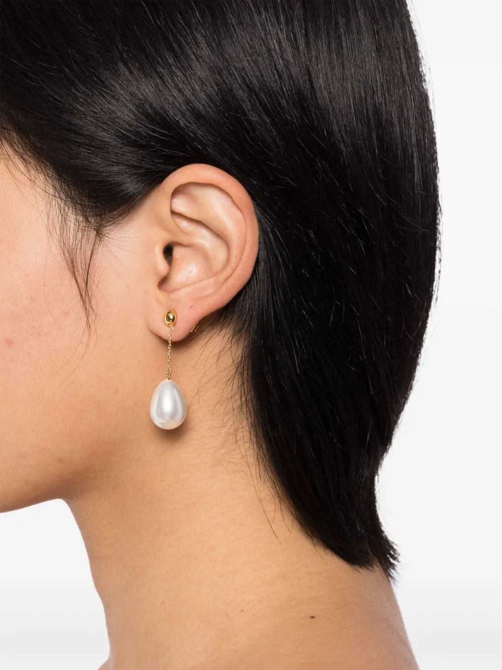 Eshvi Oorbellen met imitatieparels - Beige