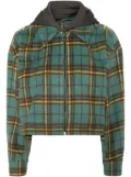 izzue checked hooded jacket - Green