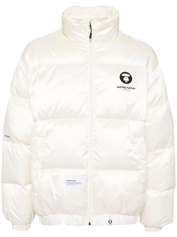 AAPE BY *A BATHING APE® Moonface Logo Down Jacket | White | FARFETCH AO