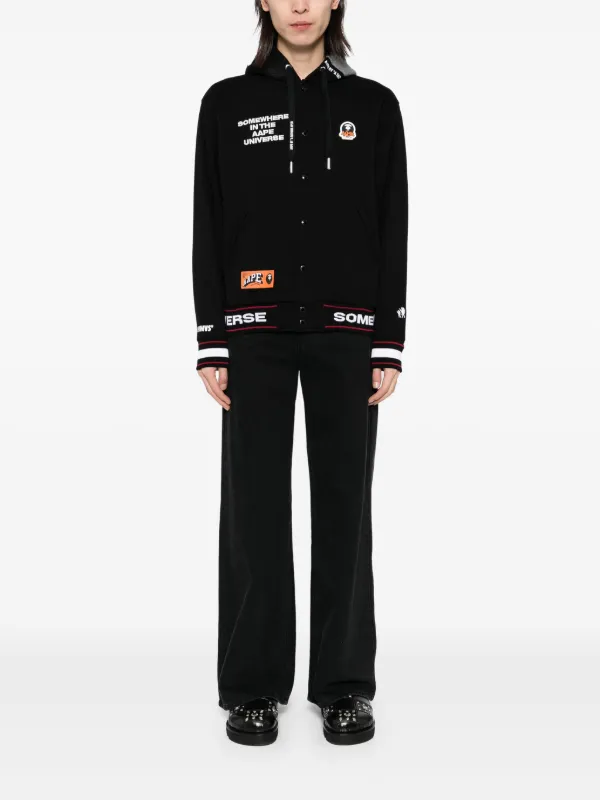 AAPE BY *A BATHING APE® Moonface Logo Hooded Varsity Jacket