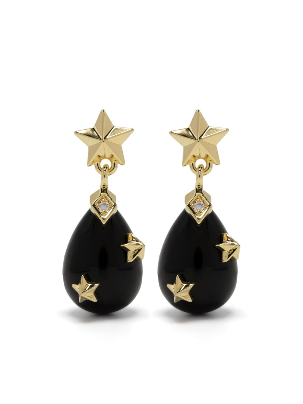 Eshvi Onyx Tear Drop Earrings In Black